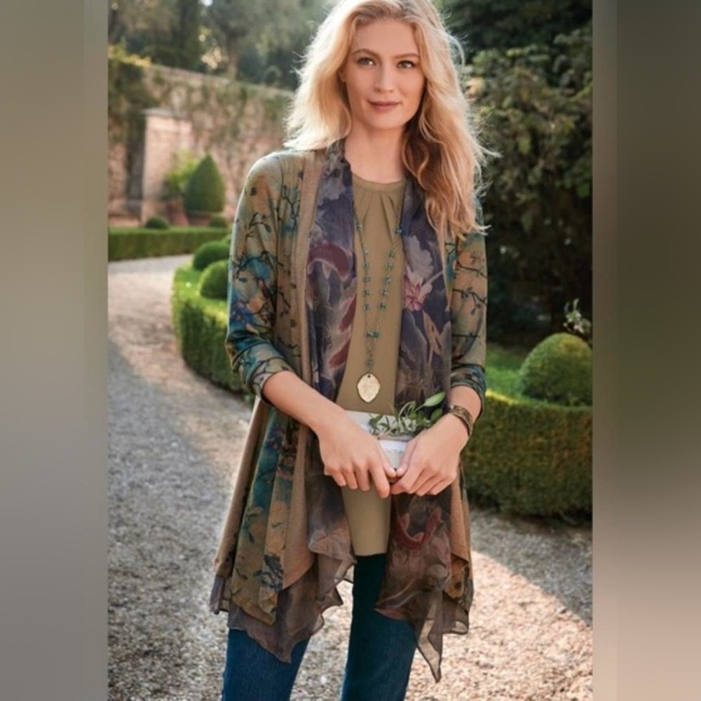 Soft Surroundings "Tea Gardens" long sleeve cardigan